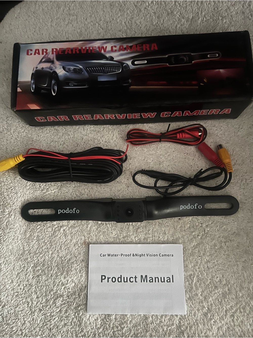 Podofo Black Rearview Backup Camera - Night Vision, Waterproof